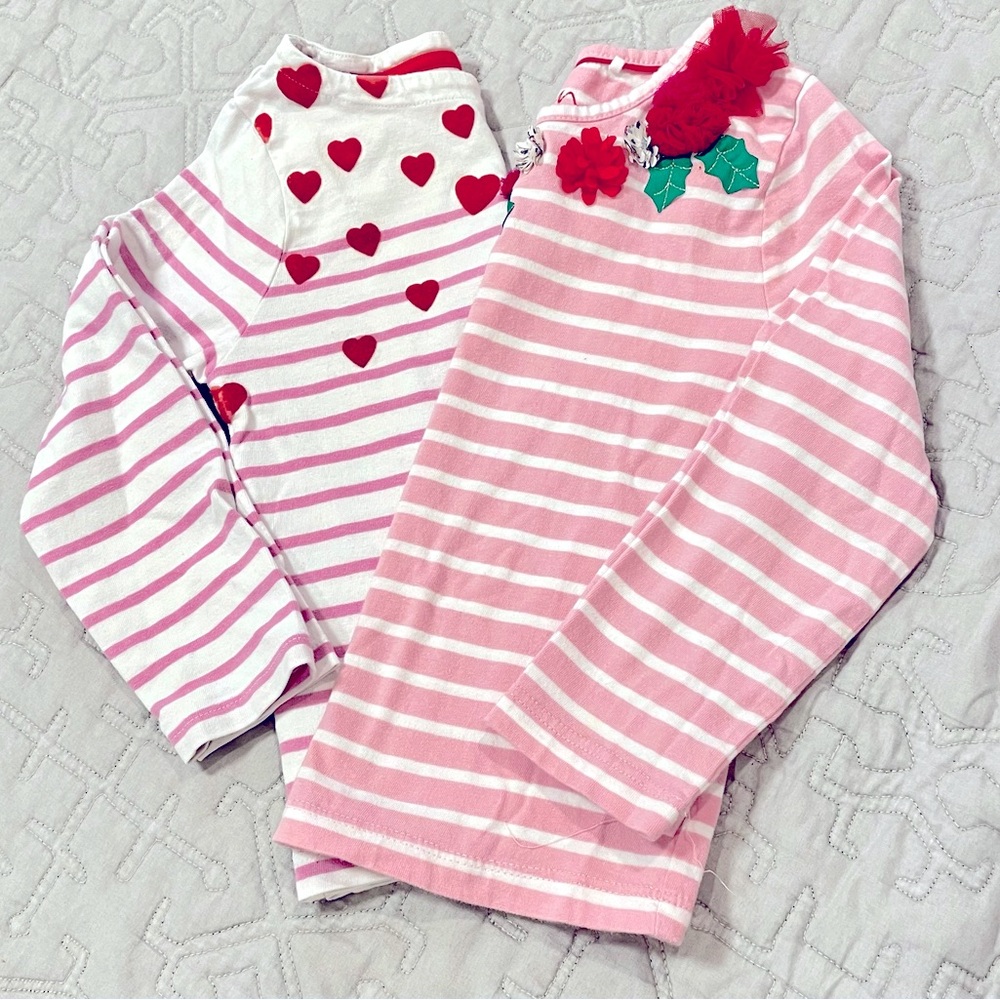 Boden Hearts and Stripes and Holiday floral aplique Breton bundle